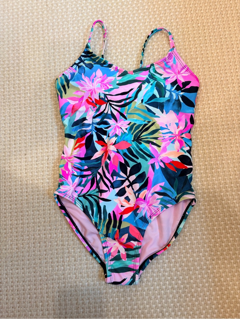 Raisins Girls One-Piece Swimsuit in Pink, Teal, Navy - size 10